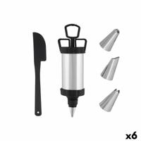 Gebaksspuitzak Kinvara Zwart Zilverkleurig Zilver Set (6 Stuks)
