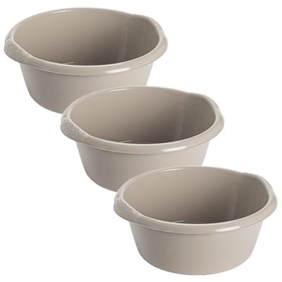 3x stuks kunststof teiltje/afwasbak rond 10 liter zacht beige 3x stuks kunststof teiltje/afwasbak rond 10 liter zacht beige