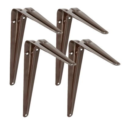AMIG Plankdrager/planksteun van metaal - 4x - gelakt bruin - H200 x B150 mm AMIG Plankdrager/planksteun van metaal - 4x - gelakt bruin - H200 x B150 mm