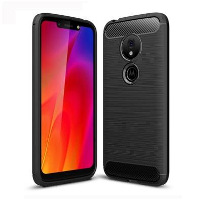 Geborsteld textuur koolstofvezel TPU Case voor Motorola Moto G7 Play (zwart)