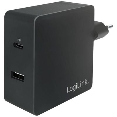 LogiLink Ladegerät USB-oplader 65 W 1x USB-A, 1x USB-C USB PD Zwart Binnen