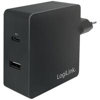LogiLink Ladegerät USB-oplader 65 W 1x USB-A, 1x USB-C USB PD Zwart Binnen
