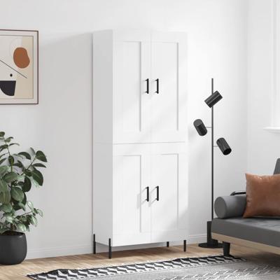 Hoge kast 69,5x34x180 cm bewerkt hout wit