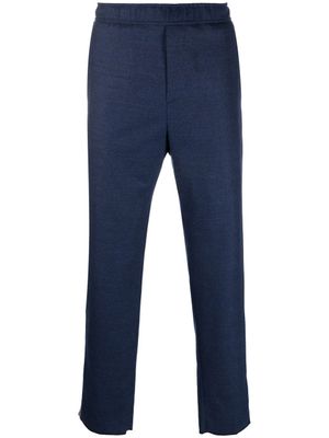 ETRO pantalon en laine vierge à bande logo - Bleu