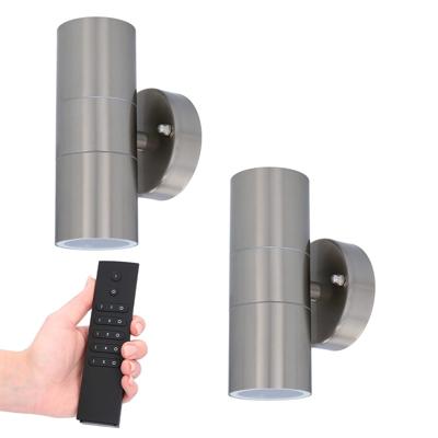 Set van 2 dimbare LED Wandlamp Jasmin - 2700K warm wit - GU10 fitting - Up & Down light - IP44 waterdicht - Incl. dimmer met afstandsbediening