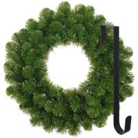 Kerstkrans 45 cm - groen - met hanger/ophanghaak - kerstversiering - Kerstkransen - thumbnail