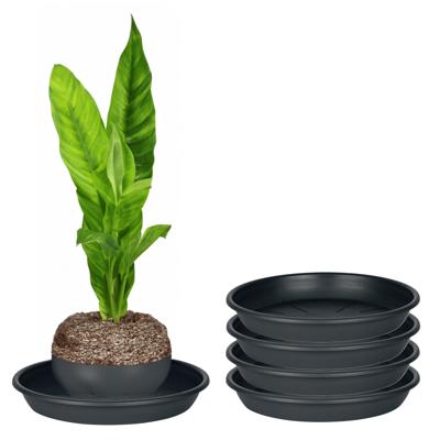 Plantenschotel - 4x - zwart - kunststof - Dia 20 cm - onderschotel/opvangschaal