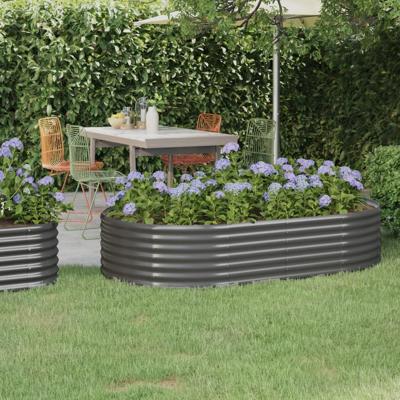 VidaXL Plantenbak 175x100x36 cm gepoedercoat staal grijs