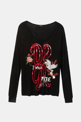 Shirt met patches met pailletten - BLACK - XL Shirt met patches met pailletten - BLACK - XL