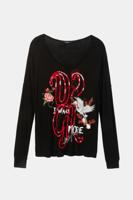 Shirt met patches met pailletten - BLACK - XL