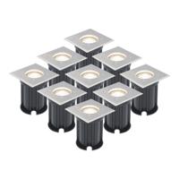 Set van 9 LED Grondspots vierkant buiten - Dimbaar - GU10 - 4000K neutraal wit - 5 Watt 400 lumen - Tuinspot - Oprit - RVS - IP65 waterdicht