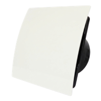 Whisper Pro-design Badkamerventilator - Ø125mm - Met Nalooptimer - Gebogen Kunststof - Wit - Zwarte Ventilator