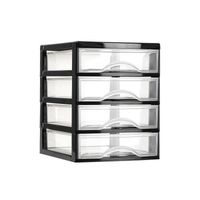 Ladeblokje/bureau organizer 4x lades - zwart/transparant - L18 x B21 x H23 cm - plastic - thumbnail