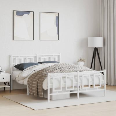Bedframe met hoofd- en voeteneinde metaal wit 140x190 cm
