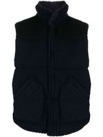 sacai gilet en tricot à design matelassé - Noir