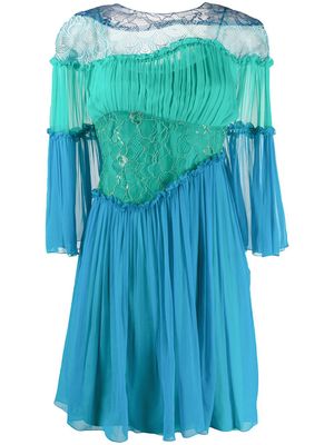 Alberta Ferretti robe mi-longue à empiècements contrastants - Bleu