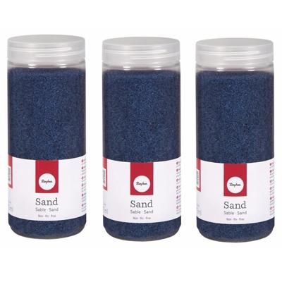 Hobby Fijn decoratie zand korrels - 3x - blauw - 475 ml - zandkorrels - knutselmateriaal