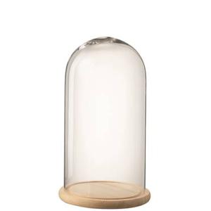 J-Line Stolp Rond Hout Glas Lichtbruin Small