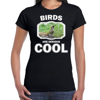 Dieren groene specht t-shirt zwart dames - birds are cool shirt Dieren groene specht t-shirt zwart dames - birds are cool shirt