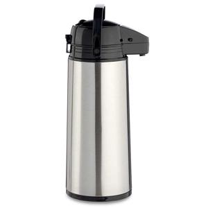 Koffie en warme dranken thermoskan/isoleerkan - met pomp - rvs - zilver - 1,9 liter - 35 cm