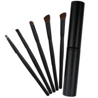 5 STÜCK handvat ogen make-up borstelset met aluminium Tube(Black)
