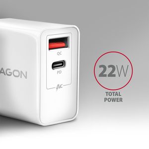 AXAGON ACU-PQ22W USB-oplader Thuis Aantal uitgangen: 2 x USB-A, USB-C USB Power Delivery (USB-PD), Qualcomm Quick Charge 2.0, Qualcomm Quick Charge 3.0