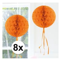 8x Honeycomb ballen oranje 30 cm   - - thumbnail