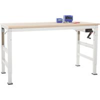 Manuflex AU9115.3003 Werken op basis tafel universele Ergo K met multiplex plaat, bxdxh = 2000 x 800 x 722-1022 mm Robijn-rood