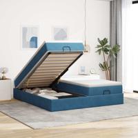Ottoman bed met matrassen 180x200cm fluweel donkerblauw