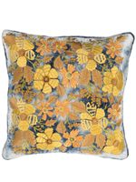 Anke Drechsel coussin en velours à fleurs brodées - Bleu