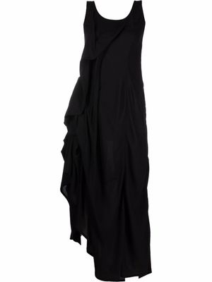 Yohji Yamamoto robe mi-longue à volants - Noir