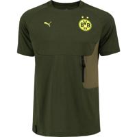 PUMA Borussia Dortmund Pumatech Pocket T-Shirt 2024-2025 Donkergroen Olijfgroen Geel