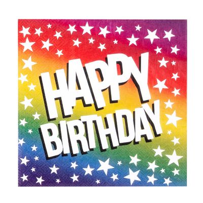 Servetten Happy Birthday Rainbow (20st)