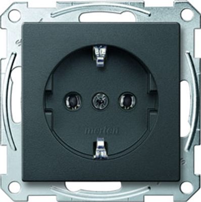 Merten stopcontact enkel antraciet 2300-0414 kinderveilig