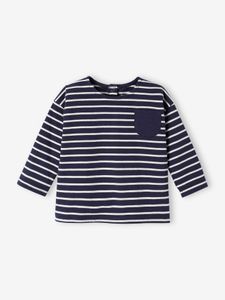 Gestreept T-shirt baby met lange mouwen blauw, gestreept