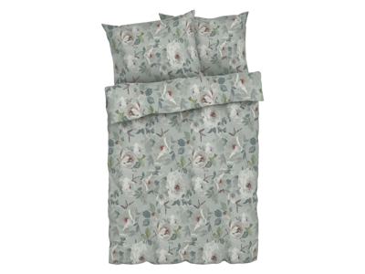 LIVARNO home Dekbedovertrek 200 x 200 cm (Bloemen groot/groen)