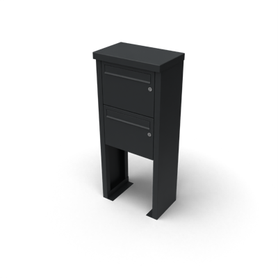 Multibox brievenbus 1 breed 2 hoog zwart - Geroba