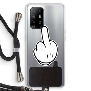 Middle finger black: Oppo A94 5G Transparant Hoesje met koord