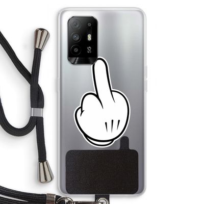Middle finger black: Oppo A94 5G Transparant Hoesje met koord