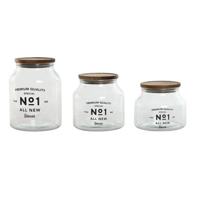 Set van 3 Potjes Home ESPRIT Natuurlijk Kristal Acacia 1,5 L 2 L 3 L 16 x 16 x 21 cm