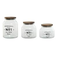 Set van 3 Potjes Home ESPRIT Natuurlijk Kristal Acacia 1,5 L 2 L 3 L 16 x 16 x 21 cm