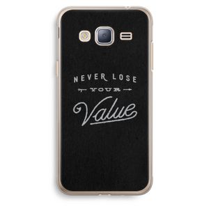 Never lose your value: Samsung Galaxy J3 (2016) Transparant Hoesje