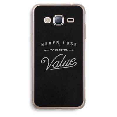 Never lose your value: Samsung Galaxy J3 (2016) Transparant Hoesje