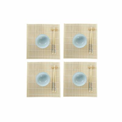 Sushi set DKD Home Decor 14,5 x 14,5 x 31 cm Blauw Wit Keramiek Orientaals (16 Onderdelen)