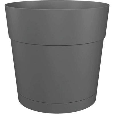 Bloempot en ronde Capri Round - Plastic - Watertank - Diameter 40 cm - Anthraciet - Artevasi