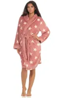 N dames badjas fleece - Stars - Warme winter ochtendjas - Badjassen dames
