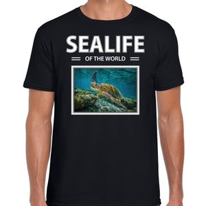 Zeeschildpadden t-shirt met dieren foto sealife of the world zwart voor heren