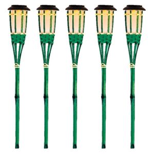 10x Groene buiten/tuin Led fakkel Bodi solar verlichting 54 cm vlam
