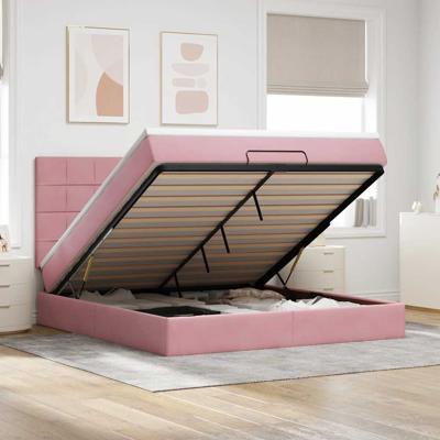 Ottoman bed met matrassen en LED's 180x200cm fluweel roze