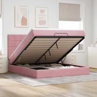 Ottoman bed met matrassen en LED's 180x200cm fluweel roze